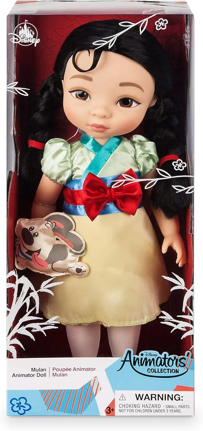 - 16 Inches, Includes Little Brother with Molded Details, Fully Posable Toy in evoke Satin Dress - Suitable for Ages 3  Toy Figure Disney Store Animators' Collection Mulan Doll 