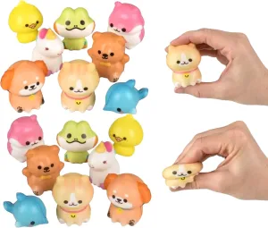 - 16 Pack - Mini Slow-Rising Squishy Toys, Stress Relief lengthen & Sensory Fidget, Cute Animated Assorted Animals, Individually Wrapped Fun Party Favors 2" Micro Kawaii Animal Squish 