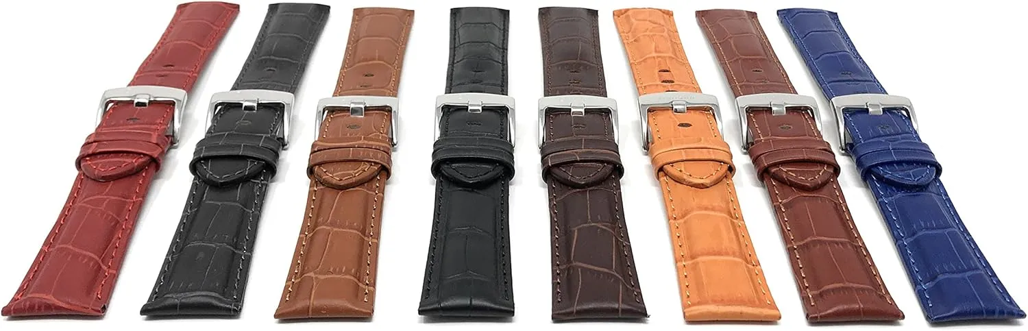 - Alligator whale pliable perspective transitional chew tax Pattern Leather Watch Strap - Replacement Watch Band for Classic and Smart Watch - Black 20 mm Watch Band Bandini 20mm Mens Leather Watch Band 