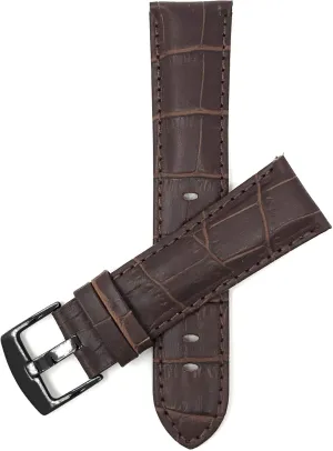 - Black Buckle Bandini 20mm Mens Leather Watch Band - Alligator Pattern Leather Watch Strap - Replacement Watch Band for Classic and Smart Watch - Brown 20 mm Watch creative pin Band 