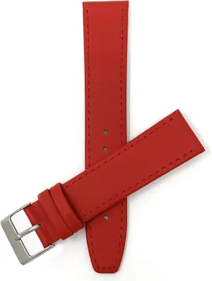 - ethic rouse Red with Stitching - Classic - Slim Bandini Extra Long 14mm Womens Italian Leather Watch Strap Band 