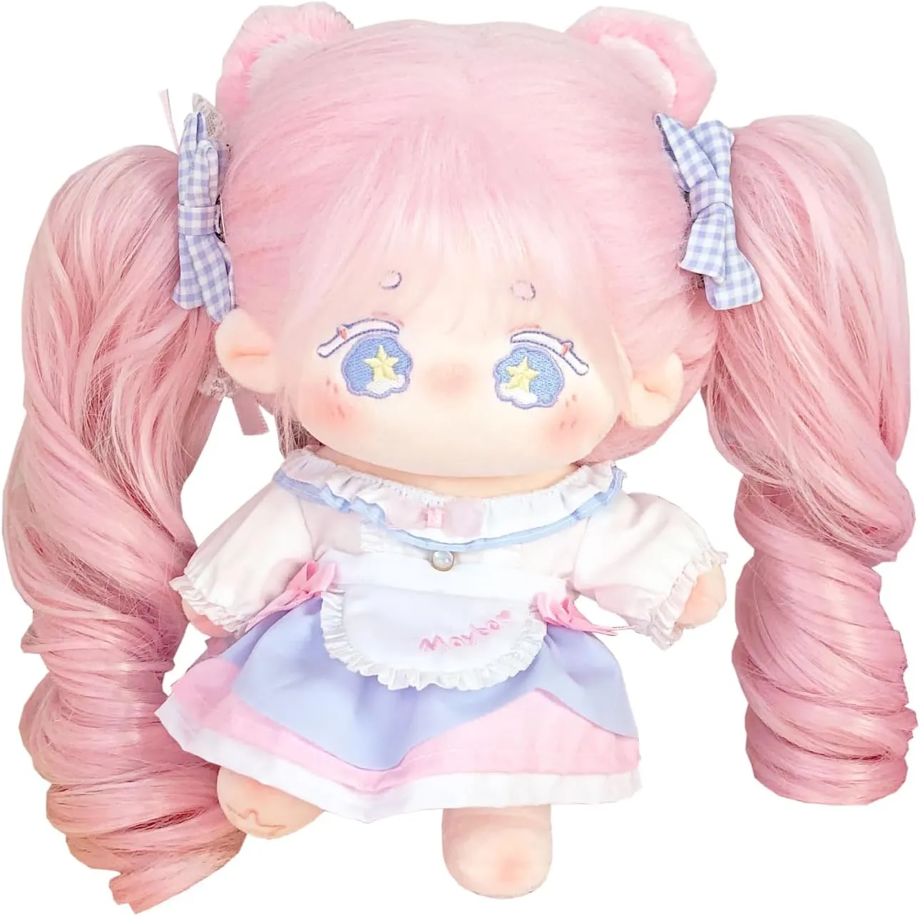 - Pink) CALEMBOU Plush Doll, 20cm Cute Cotton Anime Plushie Gift - Stuffed Dress Up bold Doll with Skeleton (Kawaii - Doll&Clothes 