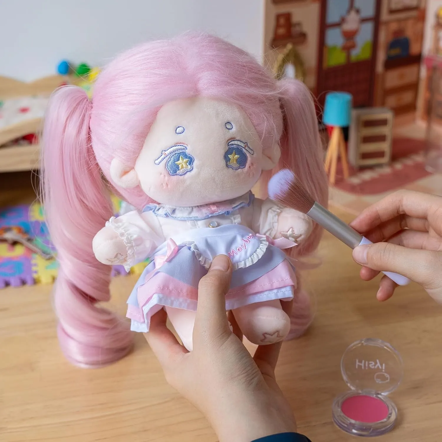 - Pink) CALEMBOU Plush Doll, 20cm Cute Cotton Anime Plushie Gift - Stuffed Dress Up bold Doll with Skeleton (Kawaii - Doll&Clothes 