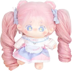 - Pink) CALEMBOU Plush Doll, 20cm Cute Cotton Anime Plushie Gift - Stuffed Dress Up bold Doll with Skeleton (Kawaii - Doll&Clothes 