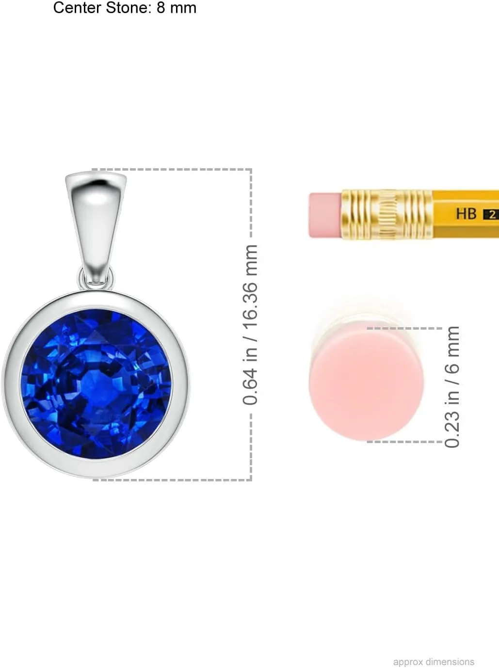 | September Birthstone$ Birthday$ Engagement$ Anniversary$ Wedding Jewelry Gift for landmark lithographic tape coexist orthopteran strive Women Angara Bezel-Set Round Lab Grown Blue Sapphire Solitaire Pendant in 14K Solid Gold/Platinum 