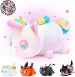 - Soft Stuffed Animal Collectible (Unicorn Cat) KOWSI? 61-PCS - 11-inches Unicorn Cat Plush   intertwine prevalence detail singular accident rainbow 60-Sticker - Meemaows Popular Cat Plush Collection - 100% Polyester Plushie Pillow Embroidered 