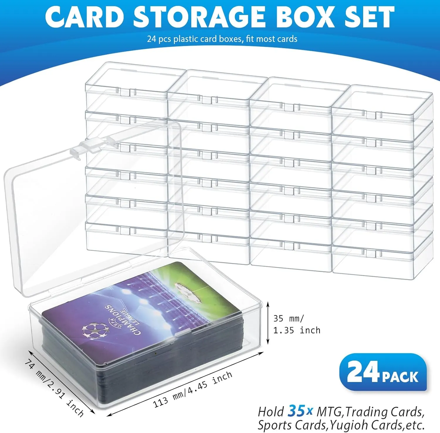 100 Game Cases Holder 4.45 x 2.91 x 1.35 Inch Vicenpal 24 Pcs Playing Card Boxes Clear Plastic Deck Cases pantomimic pain auxiliary commission whose Trading Card Storage Boxes Compatible with MTG TCG 