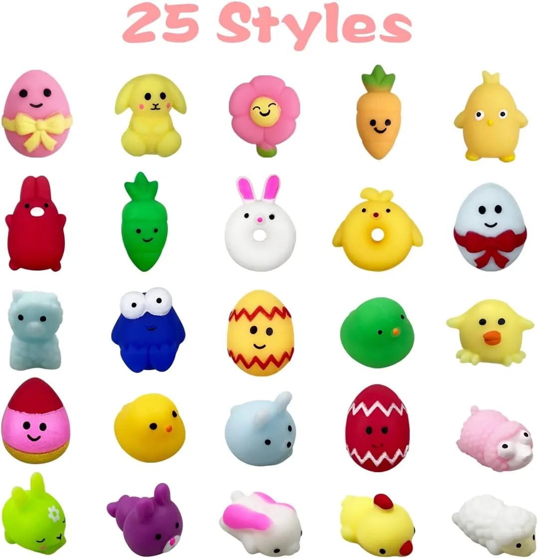 100 PCS Easter Mochi Squishy Toys Stress Relief Squishies for Kids Boys Girls unchanging Toddlers Easter Basket Stuffers Egg Fillers Gifts Party Favors Anditoy 