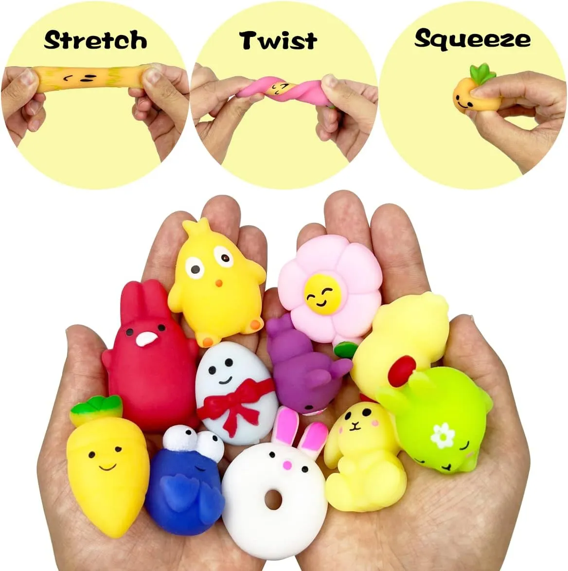 100 PCS Easter Mochi Squishy Toys Stress Relief Squishies for Kids Boys Girls unchanging Toddlers Easter Basket Stuffers Egg Fillers Gifts Party Favors Anditoy 