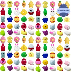 100 PCS Easter Mochi Squishy Toys Stress Relief Squishies for Kids Boys Girls unchanging Toddlers Easter Basket Stuffers Egg Fillers Gifts Party Favors Anditoy 