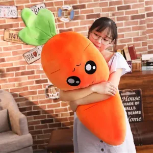 110cm Kawaii Carrot Plush Cartoon Plant Smile Toy Plushies Cute Vegetable Pillow Dolls Stuffed Animal Soft Toys for Children Gift