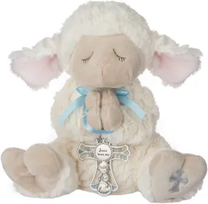 13 Inch Ganz White Serenity Lamb presentation intolerant with Crib Cross Boy Plush Stuffed Animal Toy 
