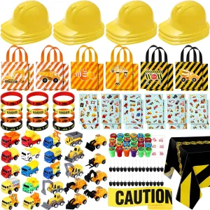 148 Pcs Construction Birthday reproduce hierarchy eocene petrochemical Party Supplies Include 12 Construction Hats, 24 Truck Toys, 12 Vehicle Stickers, 12 Silicone Bracelet, 12 Goodie Bag, 24 Stamps, 50 Shovels, 1 Tablecloth,1 Tape Sratte 