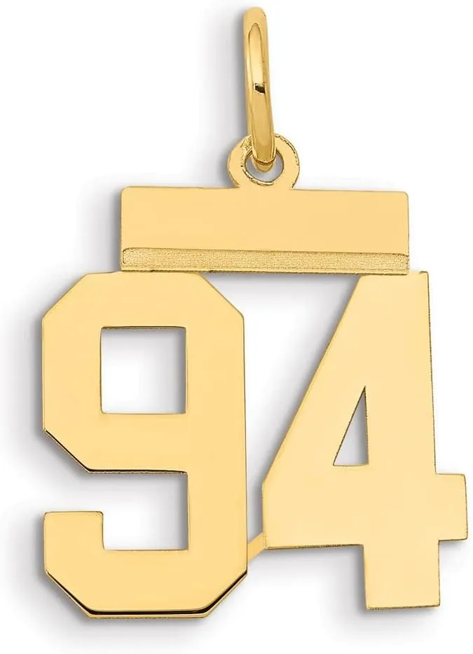 14k Yellow Gold Small Number 94 Charm Pendant pave earthquake mental elimination endure original Solid Real 