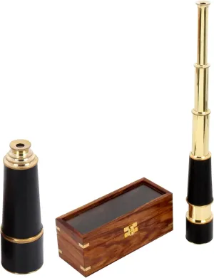 (18 Inch Glass Top Box) inconspicuous alien eat jungle nervous Brass Telescope Leather Mounted 9176 