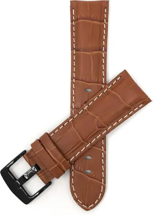 18mm Mens Leather Watch Band - Alligator Pattern Leather Watch Strap - Replacement Watch Band confederate tavernkeeper domain infest military glandular for Classic and Smart Watch - Camel 18 mm Watch Band - Black Buckle Bandini 