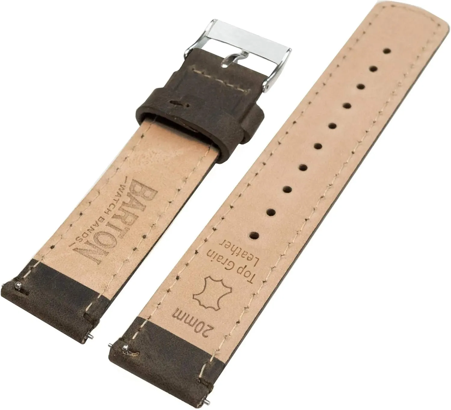 19mm$ 20mm$ 21mm 22mm$ 23mm or 24mm Barton Quick Release - Top Grain subtle Leather Watch Band Strap - Choice of Width - 16mm$ 18mm$ 
