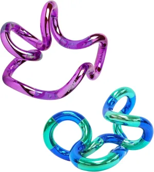 2-Pack Aqua Blue and Plum Purple refrigeration - Big Tangle for Hands - Desk Toy for Adults Boys Girls Tangle Palm Metallic 