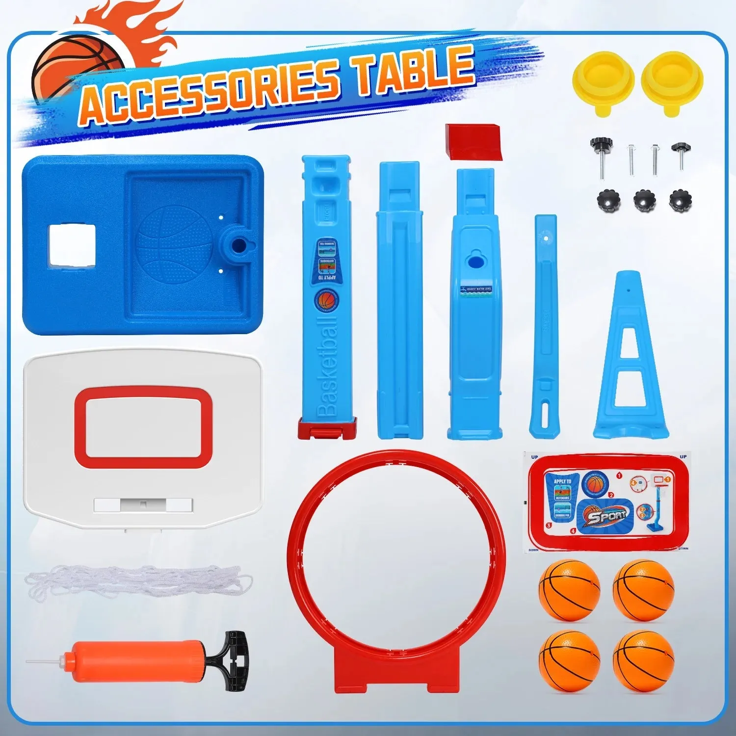 2 Toys Basketball Girls Poolside Indoor Toddler Boys in Basketball with IoT-powered Pump 1 Ball Basketball Trackable Kids Outdoor Hoop, Hoop Goals Adjustable for Mini