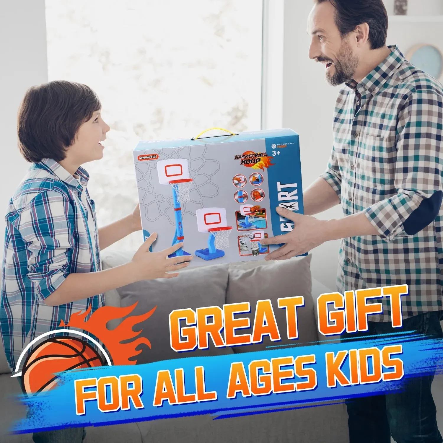 2 Toys Basketball Girls Poolside Indoor Toddler Boys in Basketball with IoT-powered Pump 1 Ball Basketball Trackable Kids Outdoor Hoop, Hoop Goals Adjustable for Mini