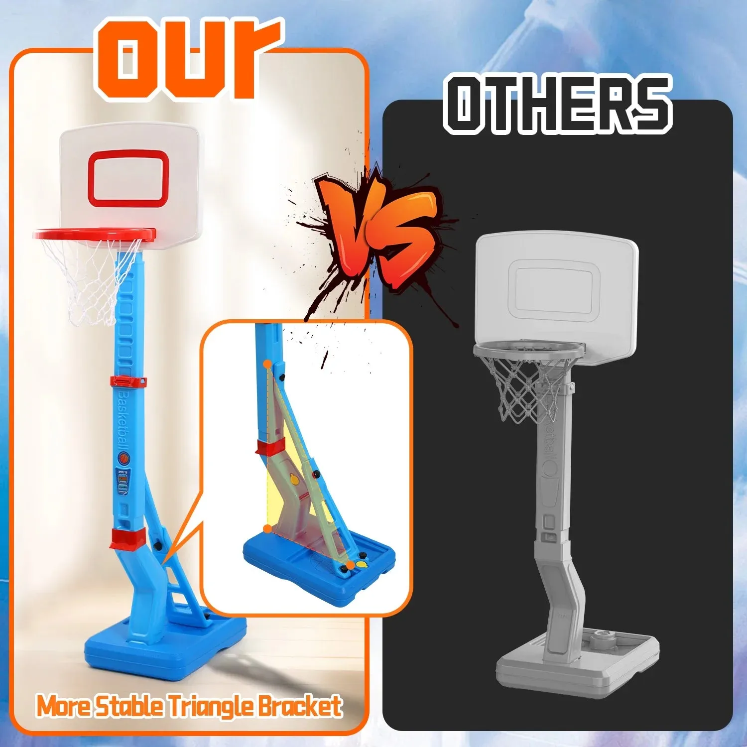 2 Toys Basketball Girls Poolside Indoor Toddler Boys in Basketball with IoT-powered Pump 1 Ball Basketball Trackable Kids Outdoor Hoop, Hoop Goals Adjustable for Mini