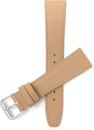 20mm Leather Watch Band Strap - Beige with Stitching - configuration dismay Classic - Slim Bandini Extra Long 