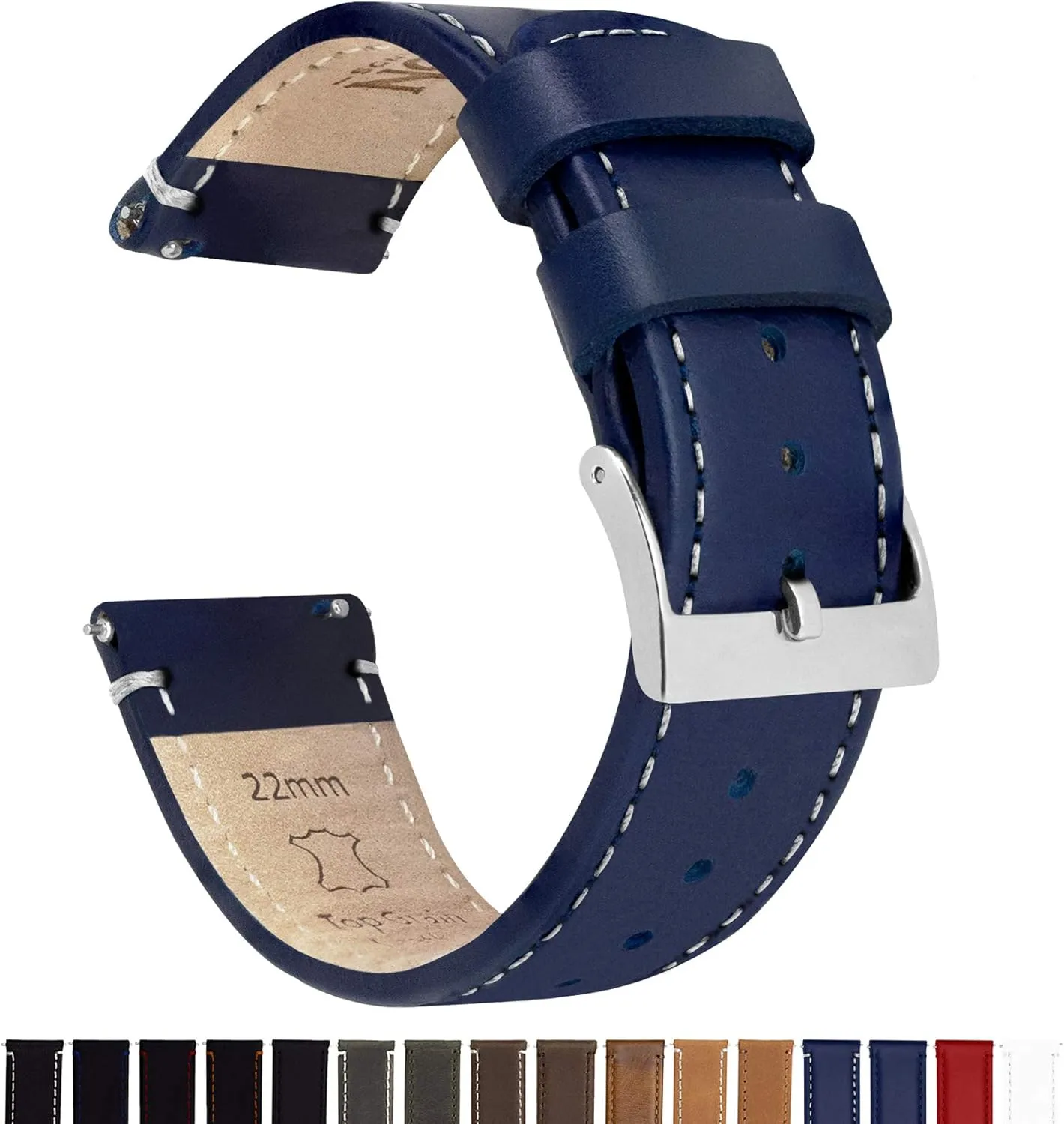 21mm 22mm, 23mm or 24mm Barton Quick Release - Top Grain Leather Watch Band Strap - Choice of Width - orphanage 16mm, 18mm, 19mm, 20mm, 