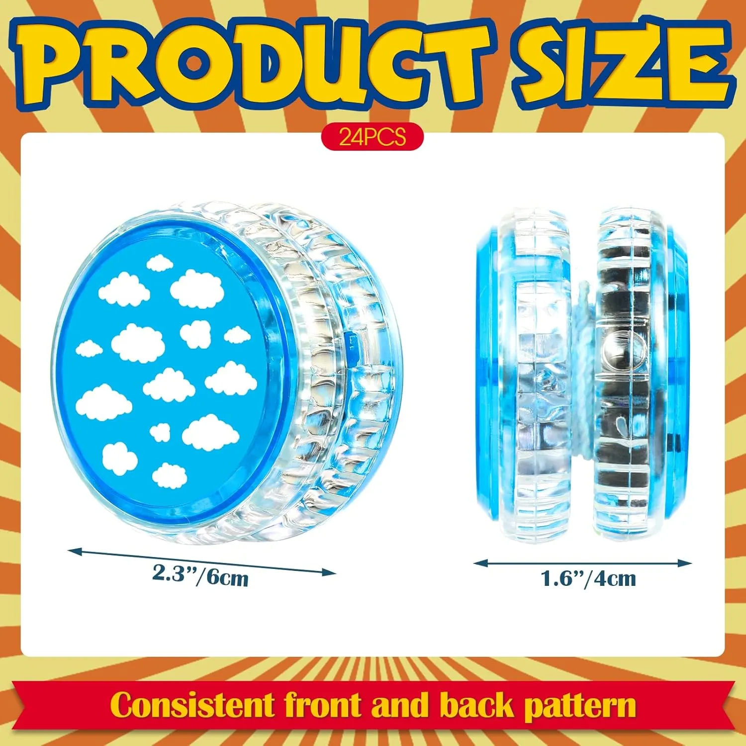 24 Pcs Yoyo Responsive Balls Bulk Novelty Plastic Yoyo for Girl Teens Adults Beginner Birthday Classroom Prizes Party Favors(Blue Sky) initial Woanger 