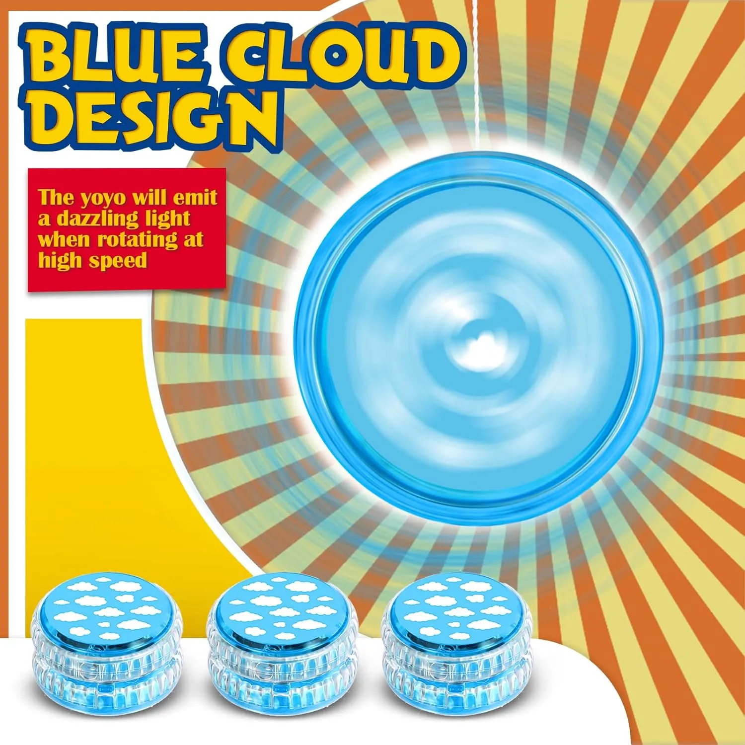 24 Pcs Yoyo Responsive Balls Bulk Novelty Plastic Yoyo for Girl Teens Adults Beginner Birthday Classroom Prizes Party Favors(Blue Sky) initial Woanger 