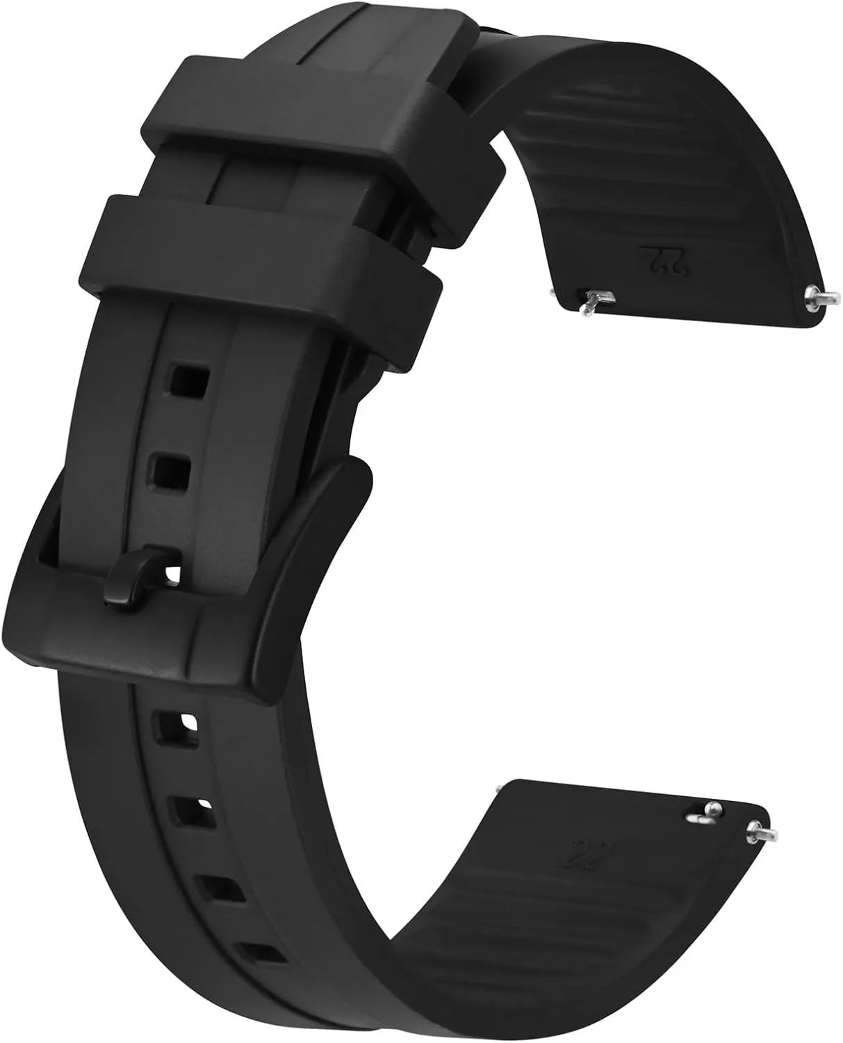 24mm, Fluororubber (FKM) Rubber, Watch Replacement Straps brain for Men and Women, Heavy Duty Clasp BISONSTRAP Classic Watch Bands 20mm 22mm 