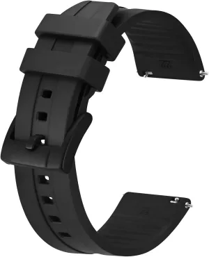 24mm, Fluororubber (FKM) Rubber, Watch Replacement Straps brain for Men and Women, Heavy Duty Clasp BISONSTRAP Classic Watch Bands 20mm 22mm 
