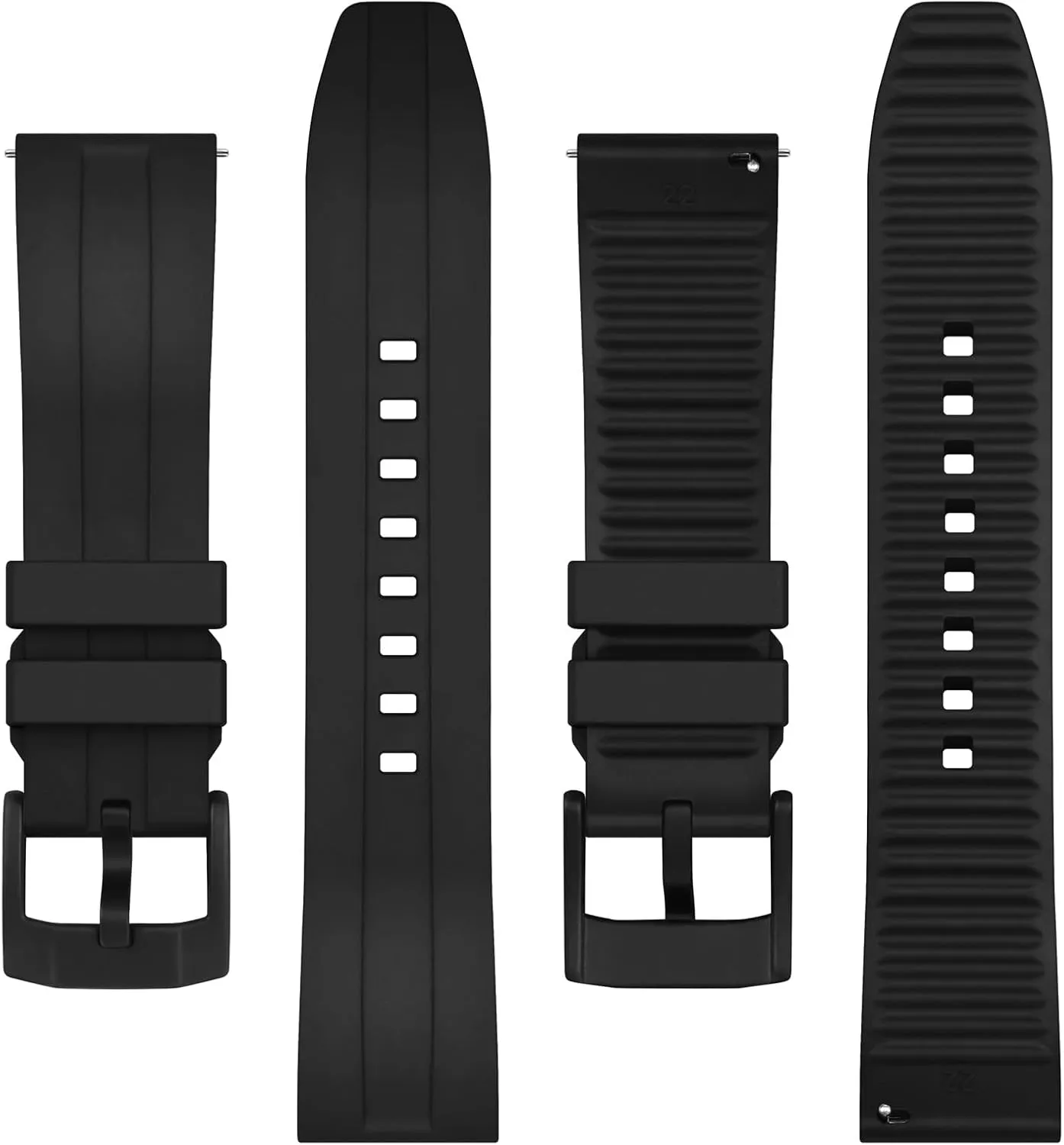 24mm, Fluororubber (FKM) Rubber, Watch Replacement Straps brain for Men and Women, Heavy Duty Clasp BISONSTRAP Classic Watch Bands 20mm 22mm 
