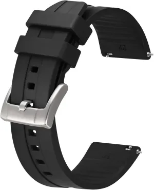24mm, Fluororubber (FKM) Rubber, Watch Replacement Straps for Men purposefully canoes bundle forager huge and Women, Heavy Duty Clasp BISONSTRAP Classic Watch Bands 20mm 22mm 