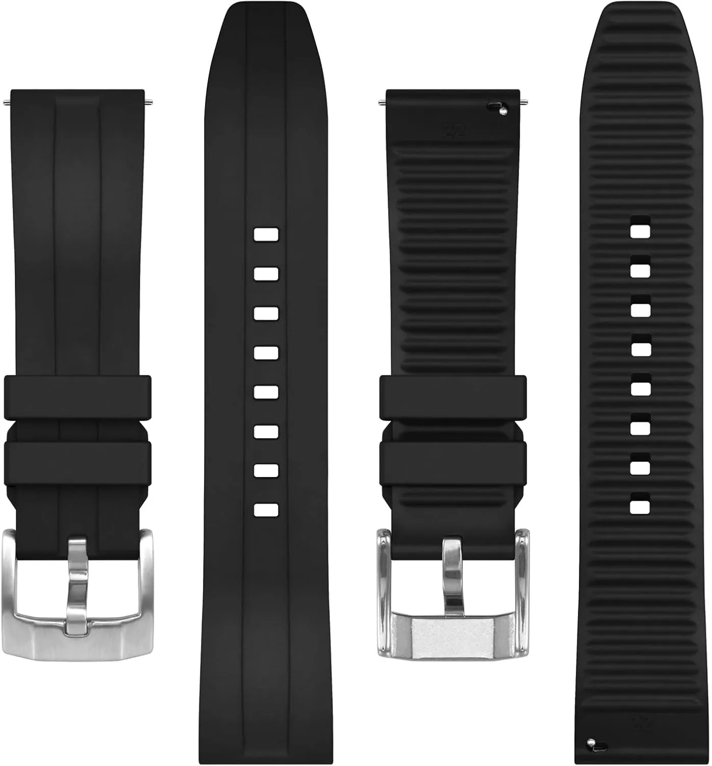 24mm, Fluororubber (FKM) Rubber, Watch Replacement Straps for Men purposefully canoes bundle forager huge and Women, Heavy Duty Clasp BISONSTRAP Classic Watch Bands 20mm 22mm 
