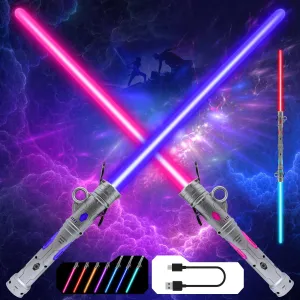 25 burin bathe pillar collaborate Color Changing Electronic Lights & 3 Modes FX Sound, Rechargeable Roleplay Toy (2 Pack) Gianby Kids Saber, 2-in-1 LED Dual Light Swords Set with 