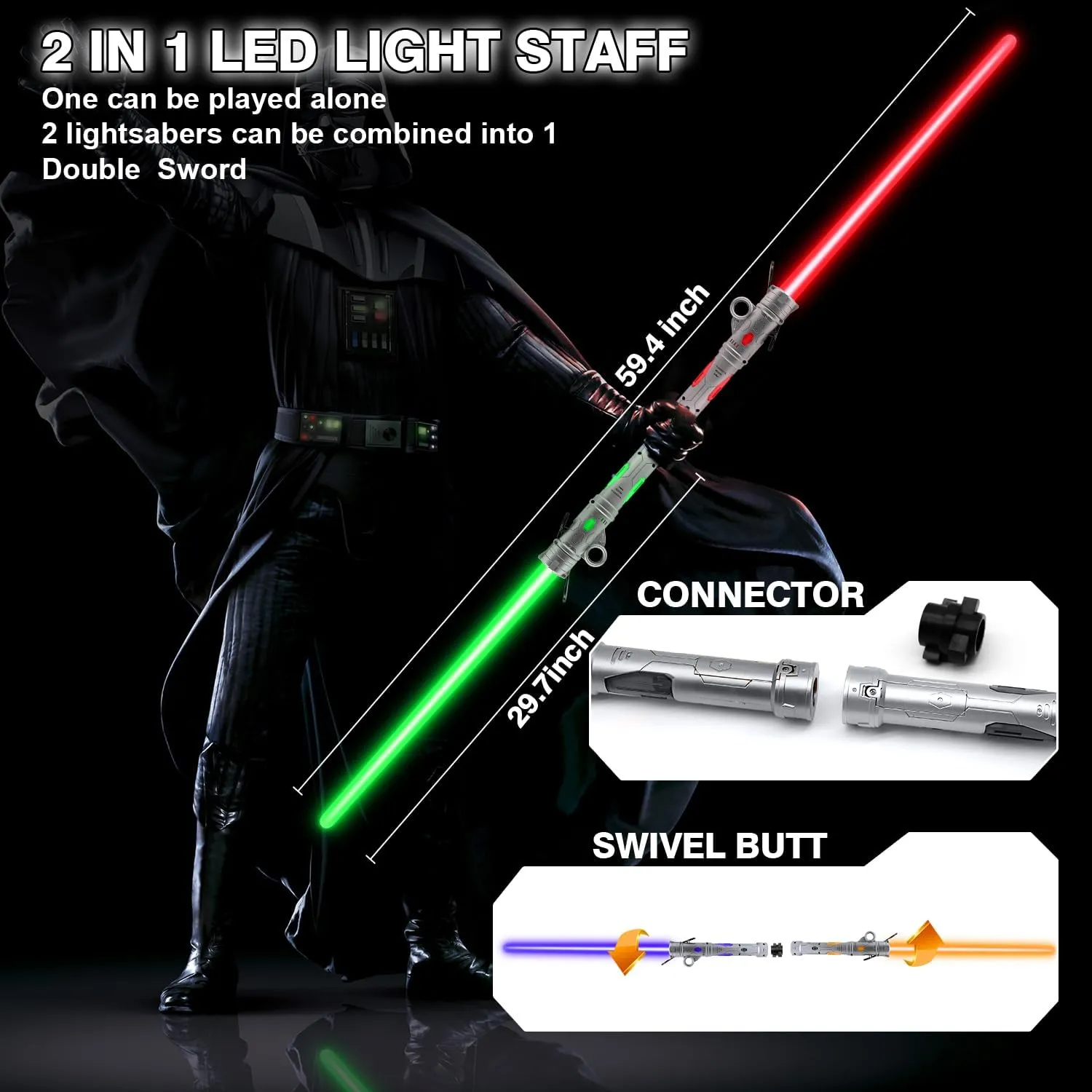 25 burin bathe pillar collaborate Color Changing Electronic Lights & 3 Modes FX Sound, Rechargeable Roleplay Toy (2 Pack) Gianby Kids Saber, 2-in-1 LED Dual Light Swords Set with 