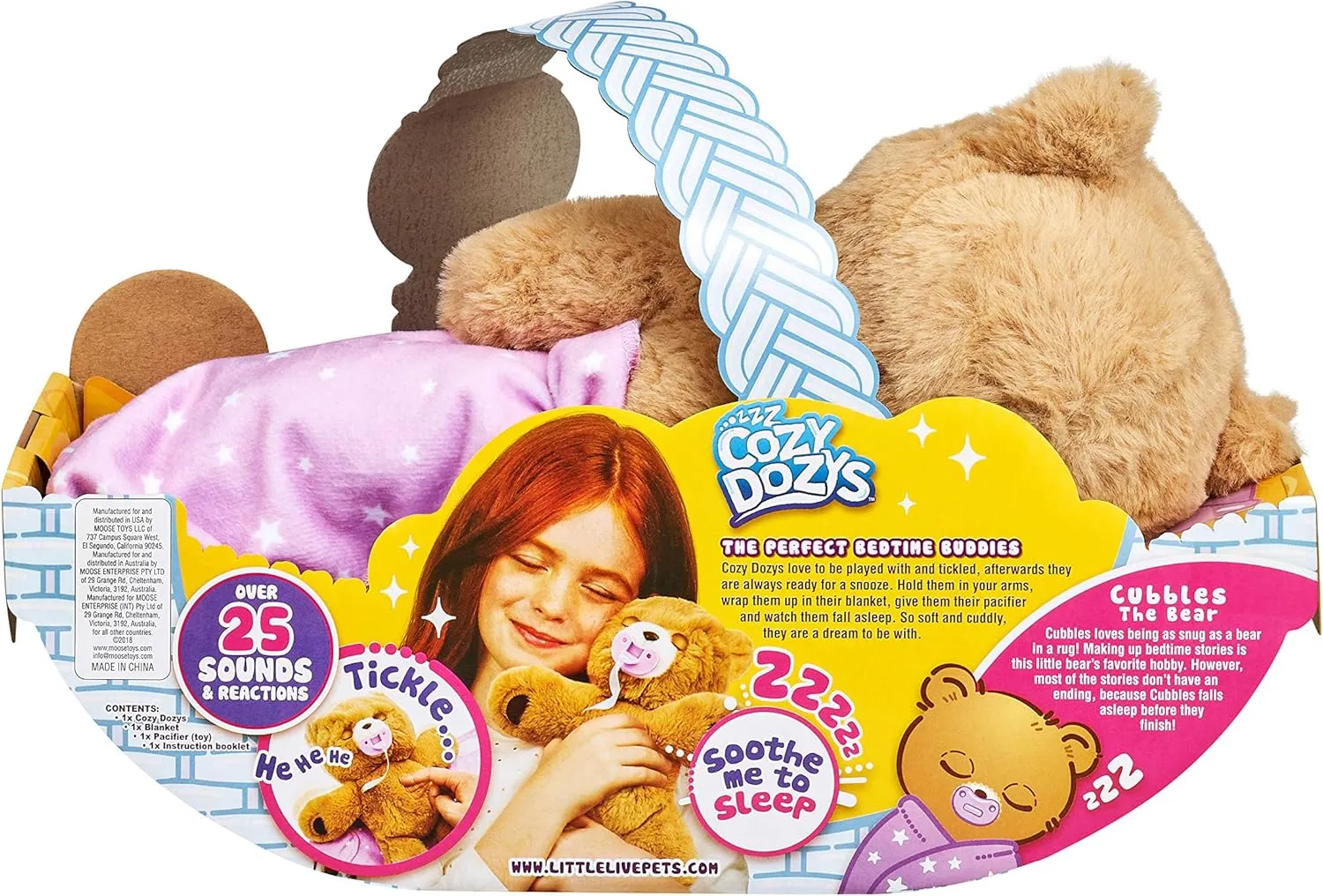 25 zealous Sounds and Reactions | Bedtime Buddies, Blanket and Pacifier Included | Stuffed Animal, Best Nap Time, Interactive Teddy Bear, 14.9 Little Live Pets Cozy Dozy Cubbles The Bear - Over 