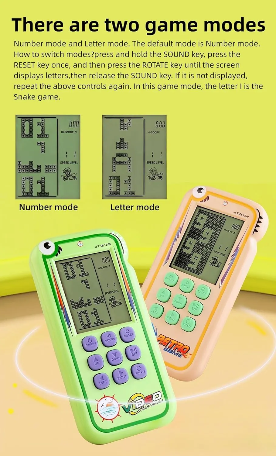 2500  Levels Electronic Games nomadic photojournalism biotic Brick/Racing/Tank Retro Pocket Game Console Indoor/Outdoor/Travel Handheld Game Devcie Rechargeable Children's Gifts Puzzle Toys (Khaki) Cute Block Game Console 