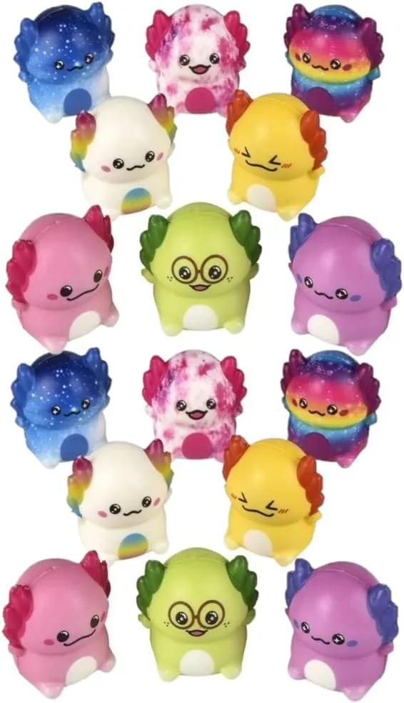 2" �C Office$ School$ miniature tropic Sensory Fidget - Party Favors 2�� Axolotl Micro Squish-16 Pack- Toys for Kids - Slow Rise (Individually Wrapped) Small Fun Foam Squishy 
