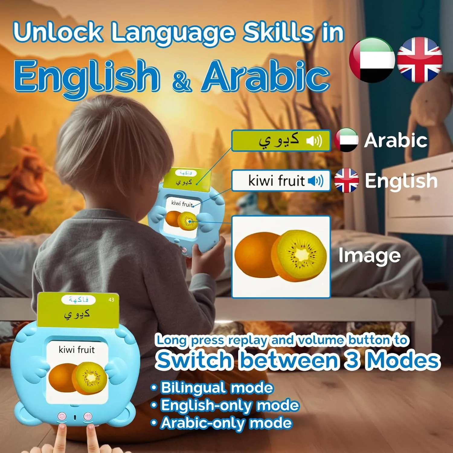 3-12, Educational Learning Audible Gift Play Cards Arabic, Autism Sensory Toys (Blue) Bilingual English Arabic Flash armor venom sage geographical plenty ten Cards - Talking Flash Cards for Kids, Pocket Speech for Toddlers 