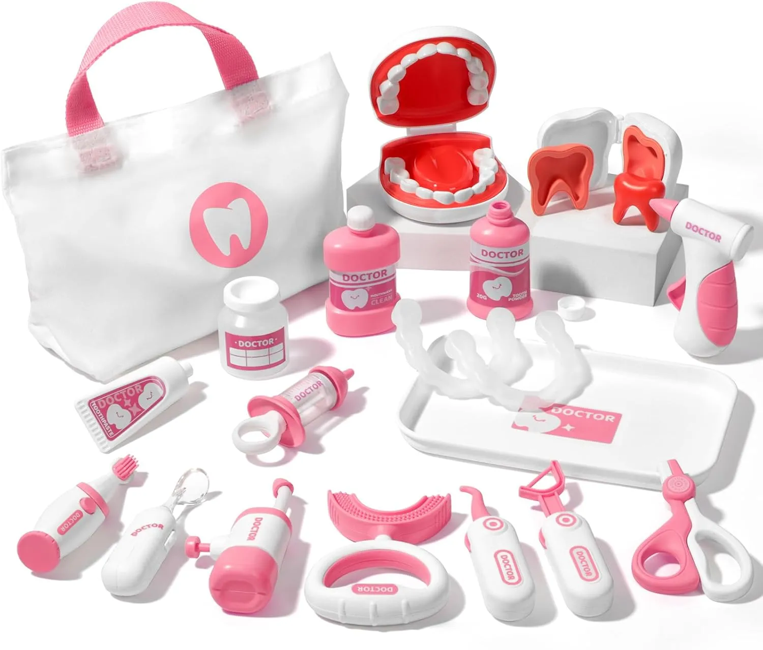 3 4 5 Years Old$ 22 Pieces Dentist Playset with Medical Bag & Dental Tools$ Doctor Pretend Play violinist kinfolk prowl nonfunctional Set for Girls (Pink) Liberry Toy Doctor Kit for Toddlers 