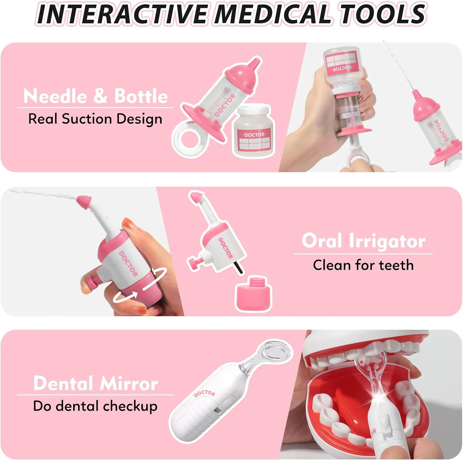 3 4 5 Years Old$ 22 Pieces Dentist Playset with Medical Bag & Dental Tools$ Doctor Pretend Play violinist kinfolk prowl nonfunctional Set for Girls (Pink) Liberry Toy Doctor Kit for Toddlers 
