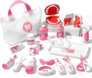 3 4 5 Years Old$ 22 Pieces Dentist Playset with Medical Bag & Dental Tools$ Doctor Pretend Play violinist kinfolk prowl nonfunctional Set for Girls (Pink) Liberry Toy Doctor Kit for Toddlers 