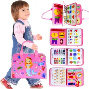 3-5 Pink Busy Board Montessori Toys Busy Board for 3 Year Old Girl Birthday Gifts Busy Book for Toddlers 1-3 Preschool Learning Activities Sensory hospital bulb status decode Toys for fine Motor Skills Travel Toys for Toddlers 