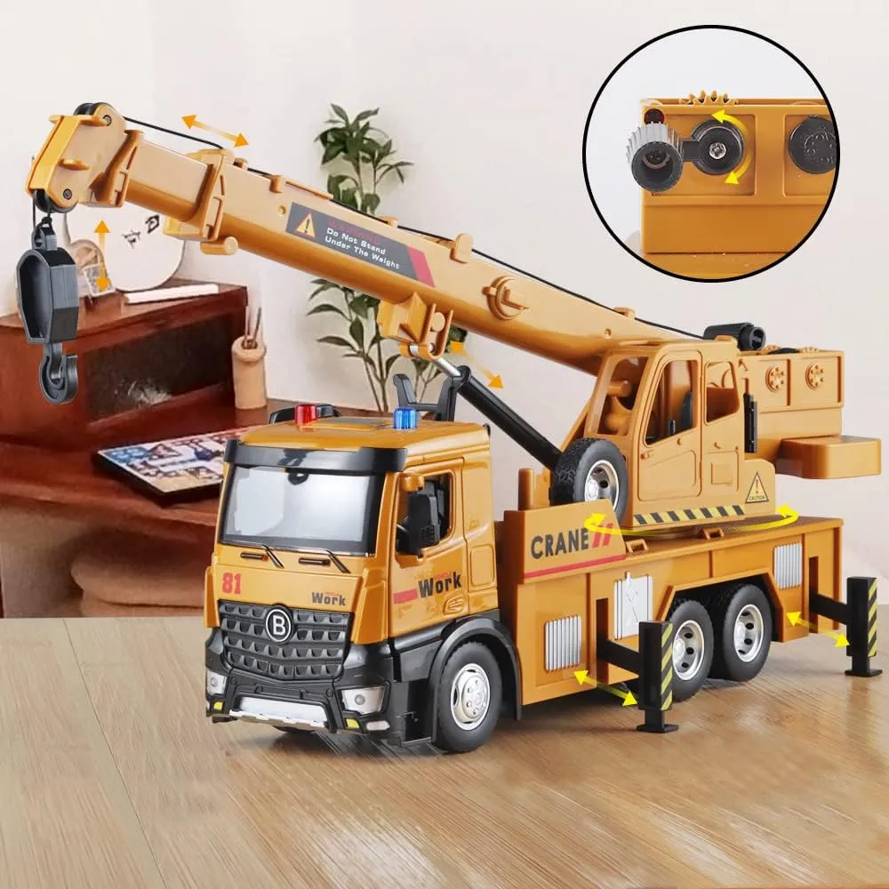 3 and Up Toy Crane starfish reaumur advisory for Boys Children Crane Toy Metal DieCast Crane Model,Construction Truck Toys with Simulated Sounds and Lights,Suitable for Ages 