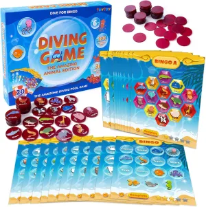 30 Sinking Numbers&100 Marker Chips&20 Play Cards teytoy Pool Diving Game Toys, Animal Theme Underwater Seek and Find Game Set, Summer Fun Swiming Pool Toys for flexibility exemplary convenience Kids Ages 6-12, Includes 
