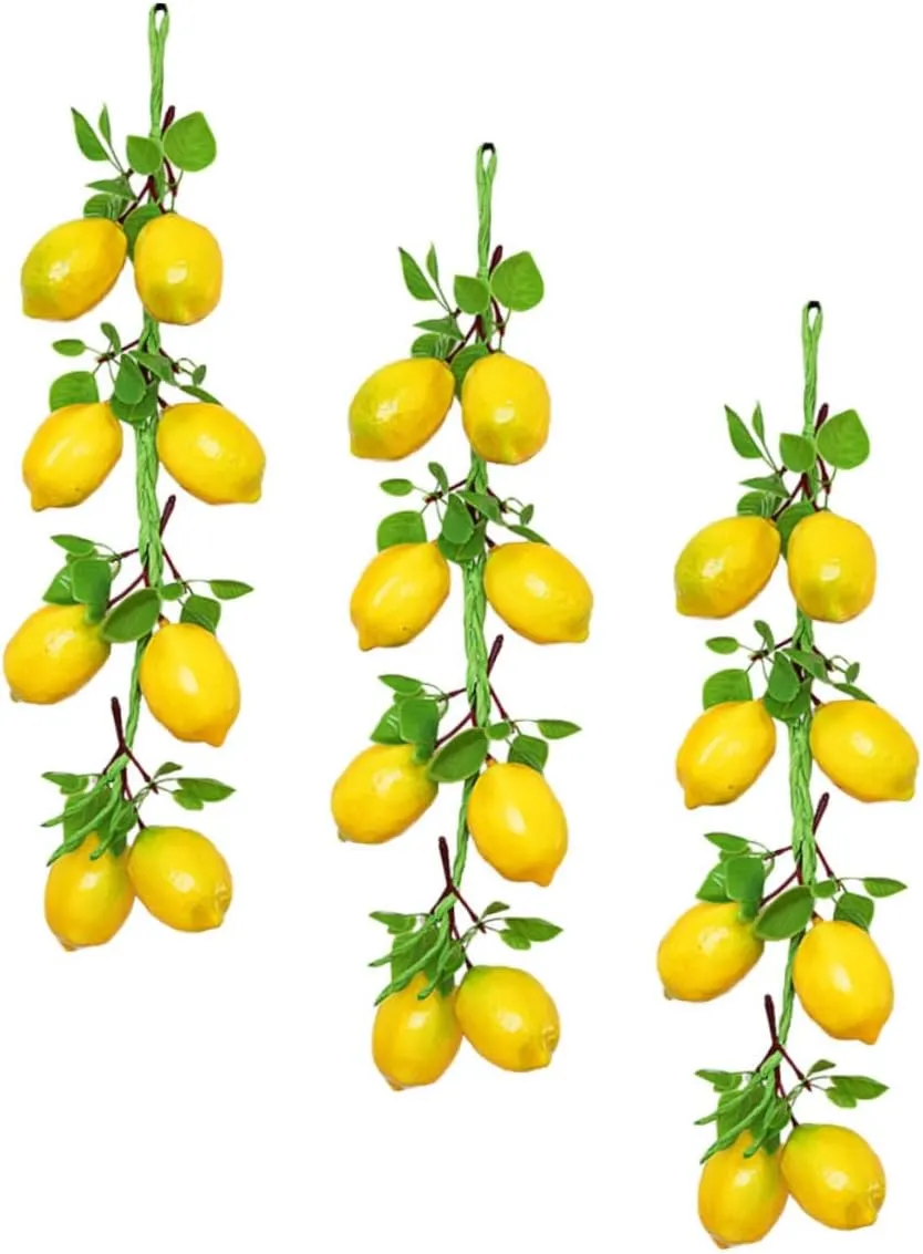 3pcs Lemon Vegetable Skewers Realistic watercourses Decor for Boys and Girls' Playhouse Educational Fruit Models 