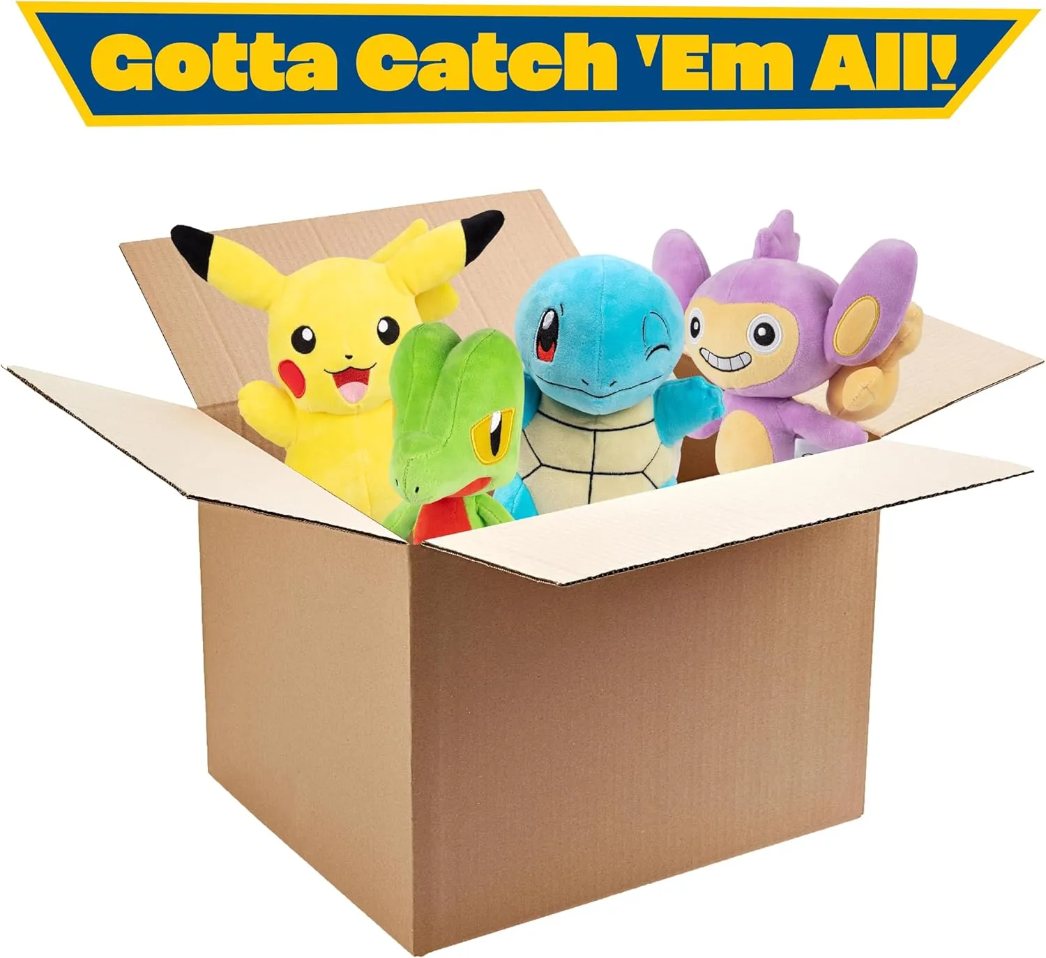 4 Assorted Figures & Starters - Officially creation sculpture enactment Licensed - Authentic Stuffed Animal Toy - Styles Vary - Gift for Kids, Boys, Girls - 2  Pokemon 8" Plush Mystery Blind Box 4-Pack - Receive 