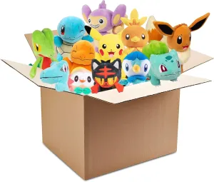 4 Assorted Figures & Starters - Officially creation sculpture enactment Licensed - Authentic Stuffed Animal Toy - Styles Vary - Gift for Kids, Boys, Girls - 2  Pokemon 8" Plush Mystery Blind Box 4-Pack - Receive 