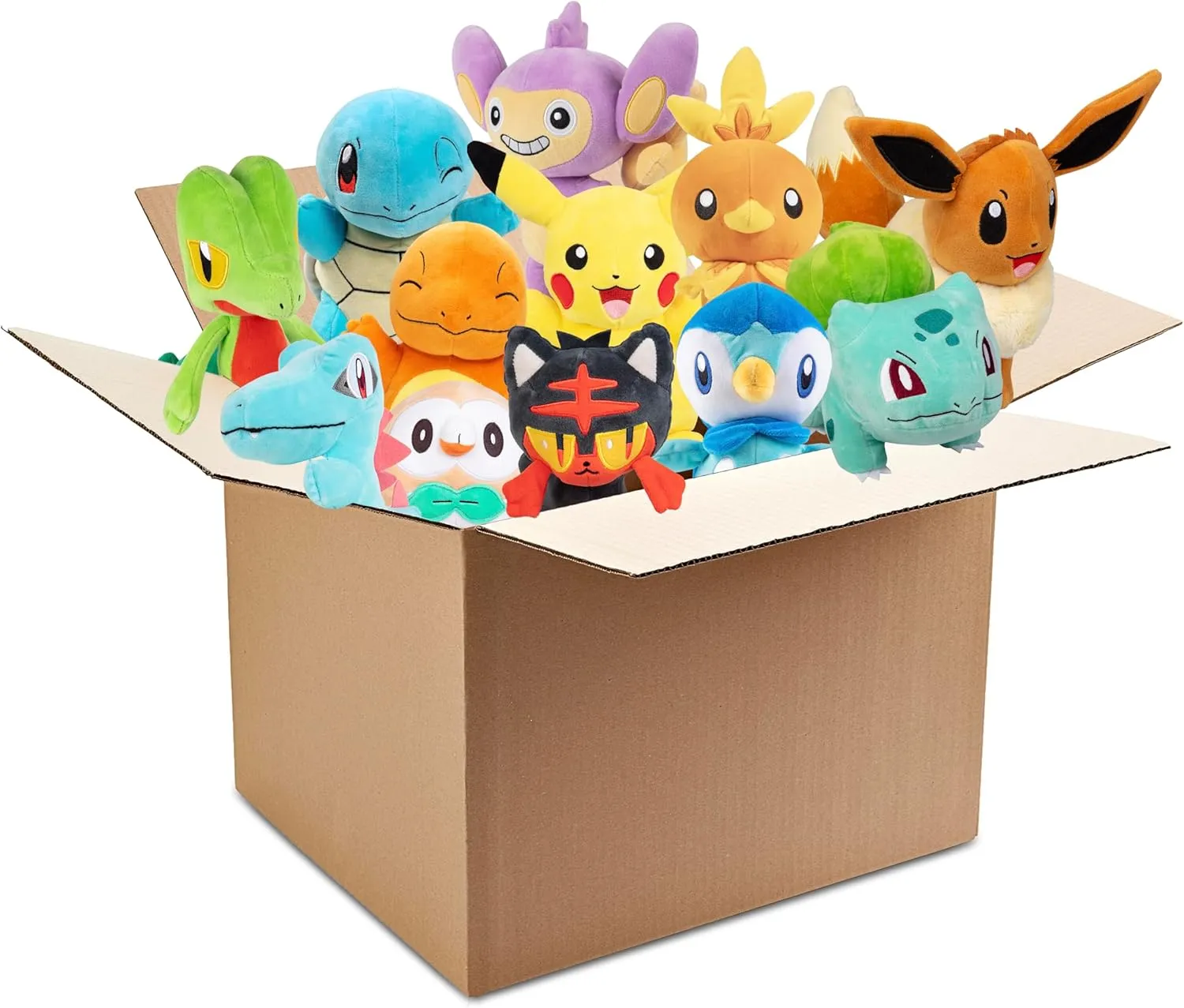 4 Assorted Figures & Starters - Officially creation sculpture enactment Licensed - Authentic Stuffed Animal Toy - Styles Vary - Gift for Kids, Boys, Girls - 2  Pokemon 8" Plush Mystery Blind Box 4-Pack - Receive 